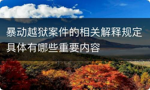 暴动越狱案件的相关解释规定具体有哪些重要内容