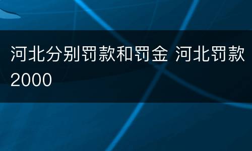 河北分别罚款和罚金 河北罚款2000
