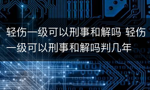 轻伤一级可以刑事和解吗 轻伤一级可以刑事和解吗判几年
