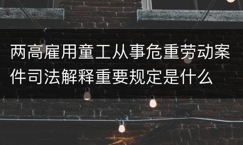 两高雇用童工从事危重劳动案件司法解释重要规定是什么