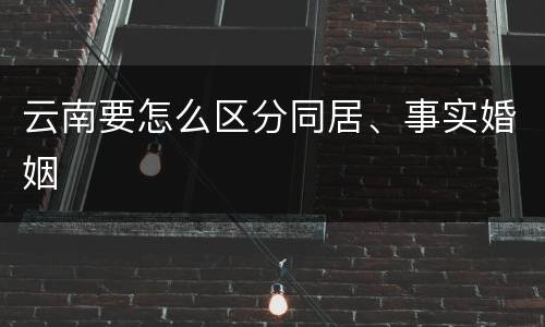 云南要怎么区分同居、事实婚姻
