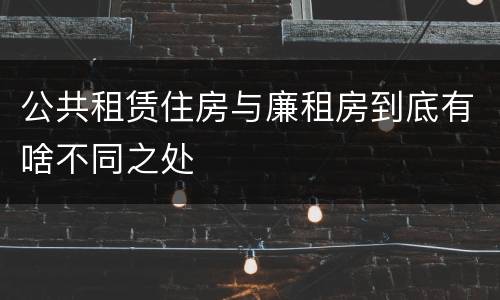 公共租赁住房与廉租房到底有啥不同之处