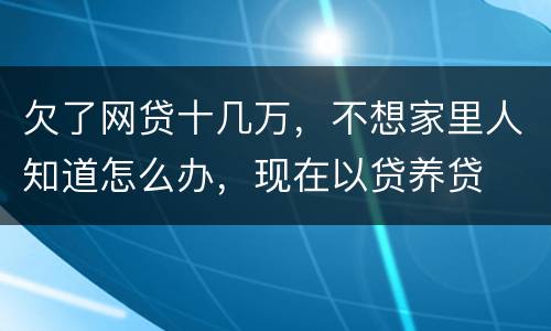 欠了网贷十几万，不想家里人知道怎么办，现在以贷养贷