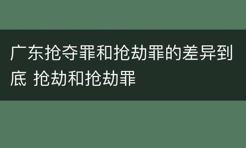 广东抢夺罪和抢劫罪的差异到底 抢劫和抢劫罪
