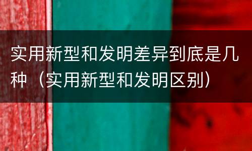 实用新型和发明差异到底是几种（实用新型和发明区别）