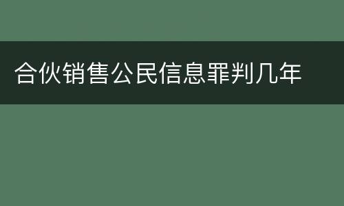 合伙销售公民信息罪判几年