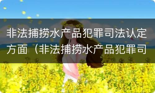 非法捕捞水产品犯罪司法认定方面（非法捕捞水产品犯罪司法认定方面的问题）