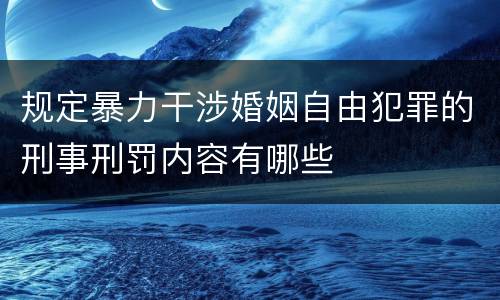 规定暴力干涉婚姻自由犯罪的刑事刑罚内容有哪些