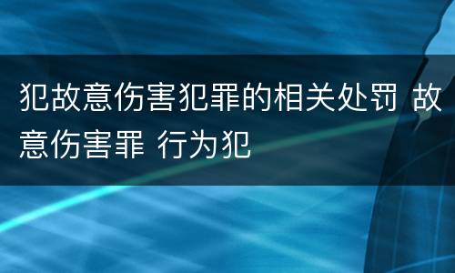犯故意伤害犯罪的相关处罚 故意伤害罪 行为犯