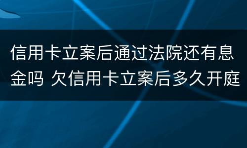 信用卡立案后通过法院还有息金吗 欠信用卡立案后多久开庭
