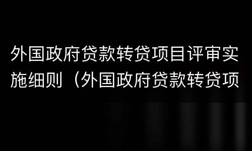 外国政府贷款转贷项目评审实施细则（外国政府贷款转贷项目评审实施细则）
