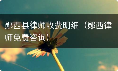 郧西县律师收费明细（郧西律师免费咨询）