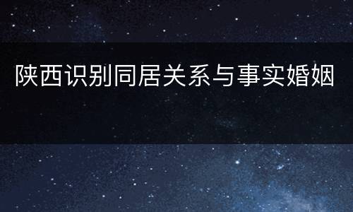 陕西识别同居关系与事实婚姻