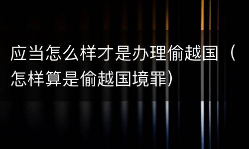 应当怎么样才是办理偷越国（怎样算是偷越国境罪）