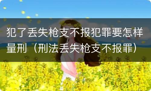 犯了丢失枪支不报犯罪要怎样量刑（刑法丢失枪支不报罪）
