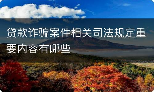 贷款诈骗案件相关司法规定重要内容有哪些
