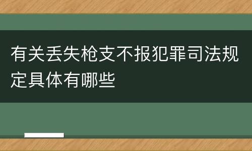 有关丢失枪支不报犯罪司法规定具体有哪些