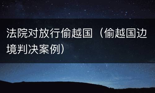 法院对放行偷越国（偷越国边境判决案例）