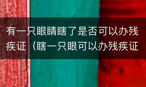 有一只眼睛瞎了是否可以办残疾证（瞎一只眼可以办残疾证明吗）