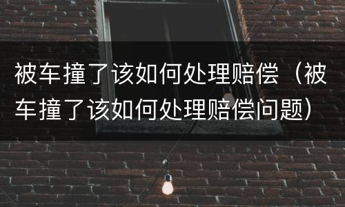 被车撞了该如何处理赔偿（被车撞了该如何处理赔偿问题）