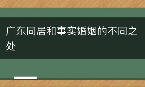 广东同居和事实婚姻的不同之处