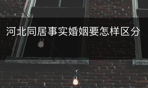 河北同居事实婚姻要怎样区分