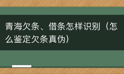 青海欠条、借条怎样识别（怎么鉴定欠条真伪）