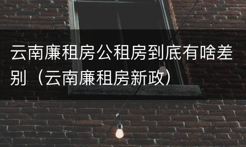 云南廉租房公租房到底有啥差别（云南廉租房新政）