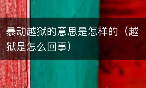 暴动越狱的意思是怎样的（越狱是怎么回事）