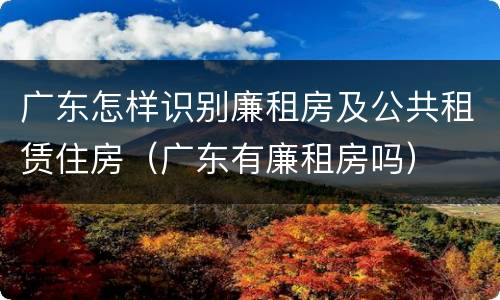 广东怎样识别廉租房及公共租赁住房（广东有廉租房吗）