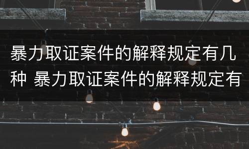 暴力取证案件的解释规定有几种 暴力取证案件的解释规定有几种形式