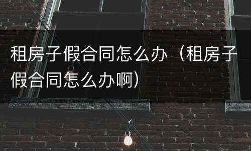 租房子假合同怎么办（租房子假合同怎么办啊）