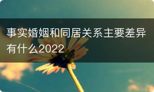事实婚姻和同居关系主要差异有什么2022