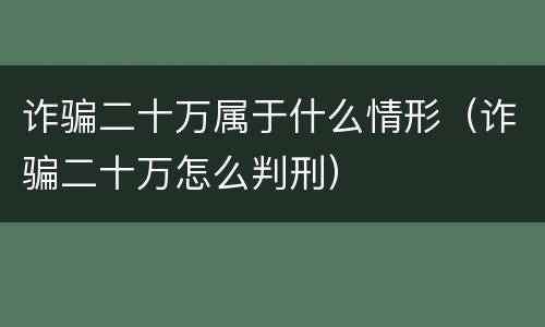 诈骗二十万属于什么情形(诈骗二十万怎么判刑)