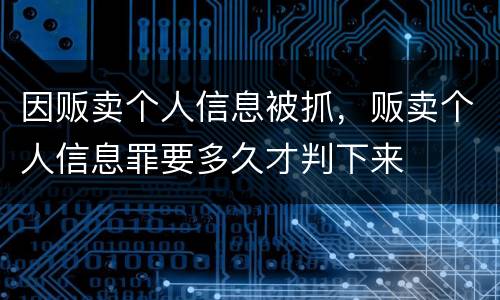 因贩卖个人信息被抓，贩卖个人信息罪要多久才判下来
