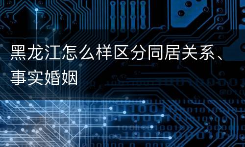 黑龙江怎么样区分同居关系、事实婚姻