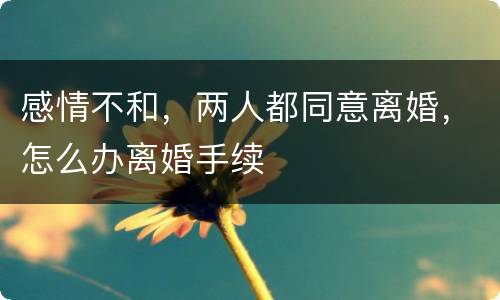 感情不和，两人都同意离婚，怎么办离婚手续