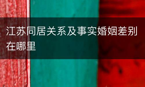 江苏同居关系及事实婚姻差别在哪里