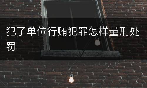 犯了单位行贿犯罪怎样量刑处罚