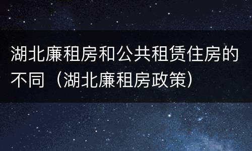 湖北廉租房和公共租赁住房的不同（湖北廉租房政策）