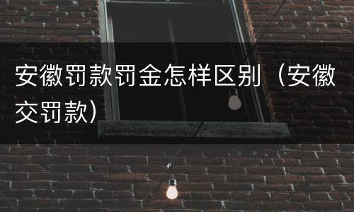 安徽罚款罚金怎样区别（安徽交罚款）