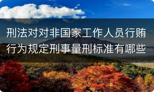 刑法对对非国家工作人员行贿行为规定刑事量刑标准有哪些