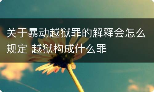 关于暴动越狱罪的解释会怎么规定 越狱构成什么罪