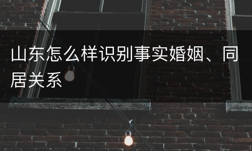 山东怎么样识别事实婚姻、同居关系