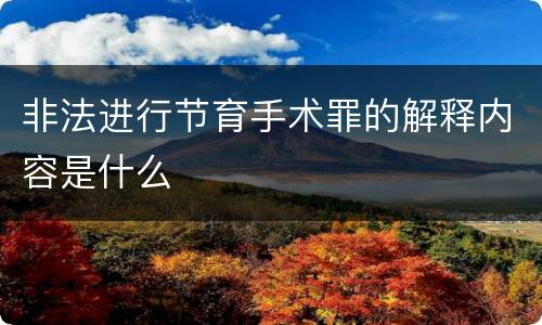 非法进行节育手术罪的解释内容是什么