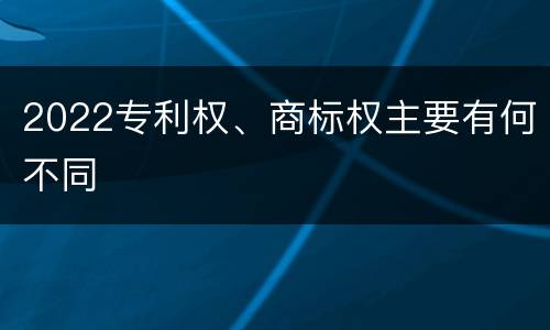 2022专利权、商标权主要有何不同