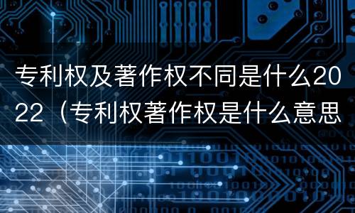 专利权及著作权不同是什么2022（专利权著作权是什么意思）