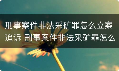刑事案件非法采矿罪怎么立案追诉 刑事案件非法采矿罪怎么立案追诉的