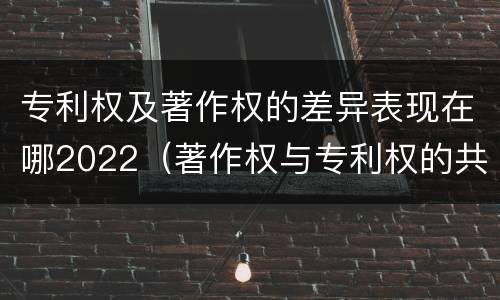 专利权及著作权的差异表现在哪2022（著作权与专利权的共性有）