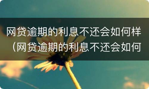 网贷逾期的利息不还会如何样（网贷逾期的利息不还会如何样处理）
